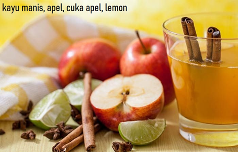 Kayu manis + apel + cuka apel + lemon